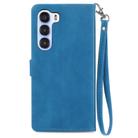 For ZTE Nubia S 5G Embossed Flower Zipper Leather Phone Case(Blue) - 3