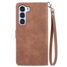 For ZTE Nubia S 5G Embossed Flower Zipper Leather Phone Case(Brown) - 3