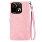 For ZTE Blade A35e 4G Embossed Flower Zipper Leather Phone Case(Pink) - 3