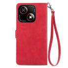 For ZTE Blade A35e 4G Embossed Flower Zipper Leather Phone Case(Red) - 3