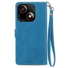 For ZTE Blade A35e 4G Embossed Flower Zipper Leather Phone Case(Blue) - 3
