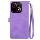 For ZTE Blade A35e 4G Embossed Flower Zipper Leather Phone Case(Purple) - 3