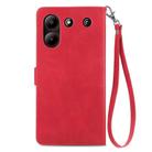 For ZTE Blade A54 Embossed Flower Zipper Leather Phone Case(Red) - 3