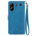 For ZTE Blade A54 Embossed Flower Zipper Leather Phone Case(Blue) - 3