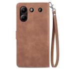 For ZTE Blade A54 Embossed Flower Zipper Leather Phone Case(Brown) - 3