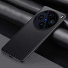 For vivo X100 Pro Plain-leather All-inclusive Shockproof Phone Case(Black) - 1