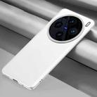 For vivo X100 Pro Plain-leather All-inclusive Shockproof Phone Case(White) - 1