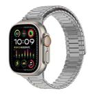 For Apple Watch Ultra 2 49mm Bamboo Magnetic Stainless Steel Metal Watch Strap(Titanium Color) - 1