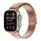 For Apple Watch Ultra 2 49mm Bamboo Magnetic Stainless Steel Metal Watch Strap(Rose Gold) - 1