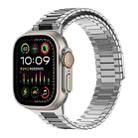 For Apple Watch Ultra 2 49mm Bamboo Magnetic Stainless Steel Metal Watch Strap(Silver Black) - 1