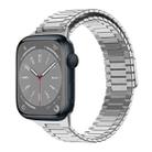 For Apple Watch Series 8 45mm Bamboo Magnetic Stainless Steel Metal Watch Strap(Silver) - 1