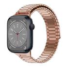 For Apple Watch Series 8 45mm Bamboo Magnetic Stainless Steel Metal Watch Strap(Rose Gold) - 1