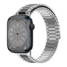 For Apple Watch Series 8 45mm Bamboo Magnetic Stainless Steel Metal Watch Strap(Silver Black) - 1