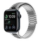 For Apple Watch SE 2022 44mm Bamboo Magnetic Stainless Steel Metal Watch Strap(Silver Black) - 1