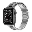 For Apple Watch Series 6 44mm Bamboo Magnetic Stainless Steel Metal Watch Strap(Silver Black) - 1
