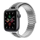 For Apple Watch Series 5 44mm Bamboo Magnetic Stainless Steel Metal Watch Strap(Silver Black) - 1