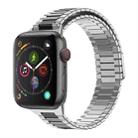 For Apple Watch Series 4 44mm Bamboo Magnetic Stainless Steel Metal Watch Strap(Silver Black) - 1