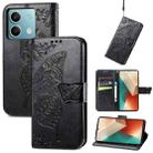 For Xiaomi Redmi Note 13  5G Butterfly Love Flower Embossed Leather Phone Case(Black) - 1