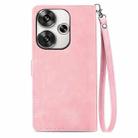 For Xiaomi Redmi 13 4G Embossed Flower Zipper Leather Phone Case(Pink) - 3