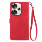 For Xiaomi Redmi 13 4G Embossed Flower Zipper Leather Phone Case(Red) - 3
