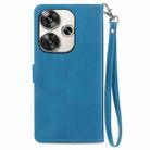 For Xiaomi Redmi 13 4G Embossed Flower Zipper Leather Phone Case(Blue) - 3