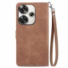 For Xiaomi Redmi Turbo 3 5G Embossed Flower Zipper Leather Phone Case(Brown) - 3