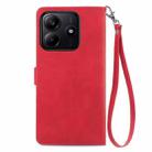 For Xiaomi Redmi Note 14 5G Embossed Flower Zipper Leather Phone Case(Red) - 3