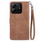 For Xiaomi Redmi Note 14 5G Embossed Flower Zipper Leather Phone Case(Brown) - 3