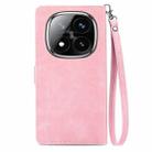 For Xiaomi Redmi Note 14 Pro 5G Embossed Flower Zipper Leather Phone Case(Pink) - 3