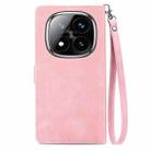 For Xiaomi Redmi Note 14 Pro+ 5G Embossed Flower Zipper Leather Phone Case(Pink) - 3