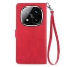 For Xiaomi Redmi Note 14 Pro+ 5G Embossed Flower Zipper Leather Phone Case(Red) - 3