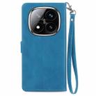 For Xiaomi Redmi Note 14 Pro+ 5G Embossed Flower Zipper Leather Phone Case(Blue) - 3