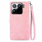 For Xiaomi 15 Embossed Flower Zipper Leather Phone Case(Pink) - 3