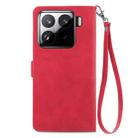 For Xiaomi 15 Embossed Flower Zipper Leather Phone Case(Red) - 3