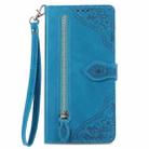 For Xiaomi 15 Embossed Flower Zipper Leather Phone Case(Blue) - 2