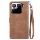 For Xiaomi 15 Embossed Flower Zipper Leather Phone Case(Brown) - 3