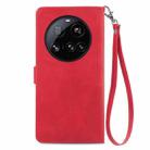 For Xiaomi 15 Ultra Embossed Flower Zipper Leather Phone Case(Red) - 3