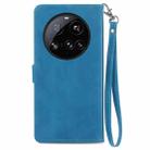 For Xiaomi 15 Ultra Embossed Flower Zipper Leather Phone Case(Blue) - 3