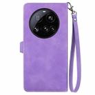 For Xiaomi 15 Ultra Embossed Flower Zipper Leather Phone Case(Purple) - 3