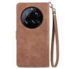 For Xiaomi 15 Ultra Embossed Flower Zipper Leather Phone Case(Brown) - 3