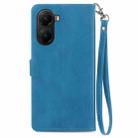 FOr Redmi Turbo 4 Embossed Flower Zipper Leather Phone Case(Blue) - 3