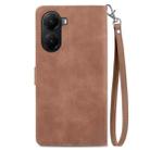 FOr Redmi Turbo 4 Embossed Flower Zipper Leather Phone Case(Brown) - 3