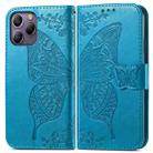 For Blackview A96 Butterfly Love Flower Embossed Leather Phone Case(Blue) - 1