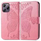 For Blackview A96 Butterfly Love Flower Embossed Leather Phone Case(Pink) - 1