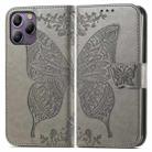 For Blackview A96 Butterfly Love Flower Embossed Leather Phone Case(Gray) - 1