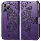 For Blackview A96 Butterfly Love Flower Embossed Leather Phone Case(Dark Purple) - 1