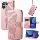 For Fairphone 5 Butterfly Love Flower Embossed Leather Phone Case(Rose Gold) - 1