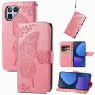 For Fairphone 5 Butterfly Love Flower Embossed Leather Phone Case(Pink) - 1