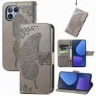 For Fairphone 5 Butterfly Love Flower Embossed Leather Phone Case(Gray) - 1