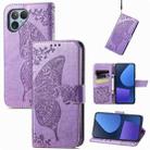 For Fairphone 5 Butterfly Love Flower Embossed Leather Phone Case(Light Purple) - 1